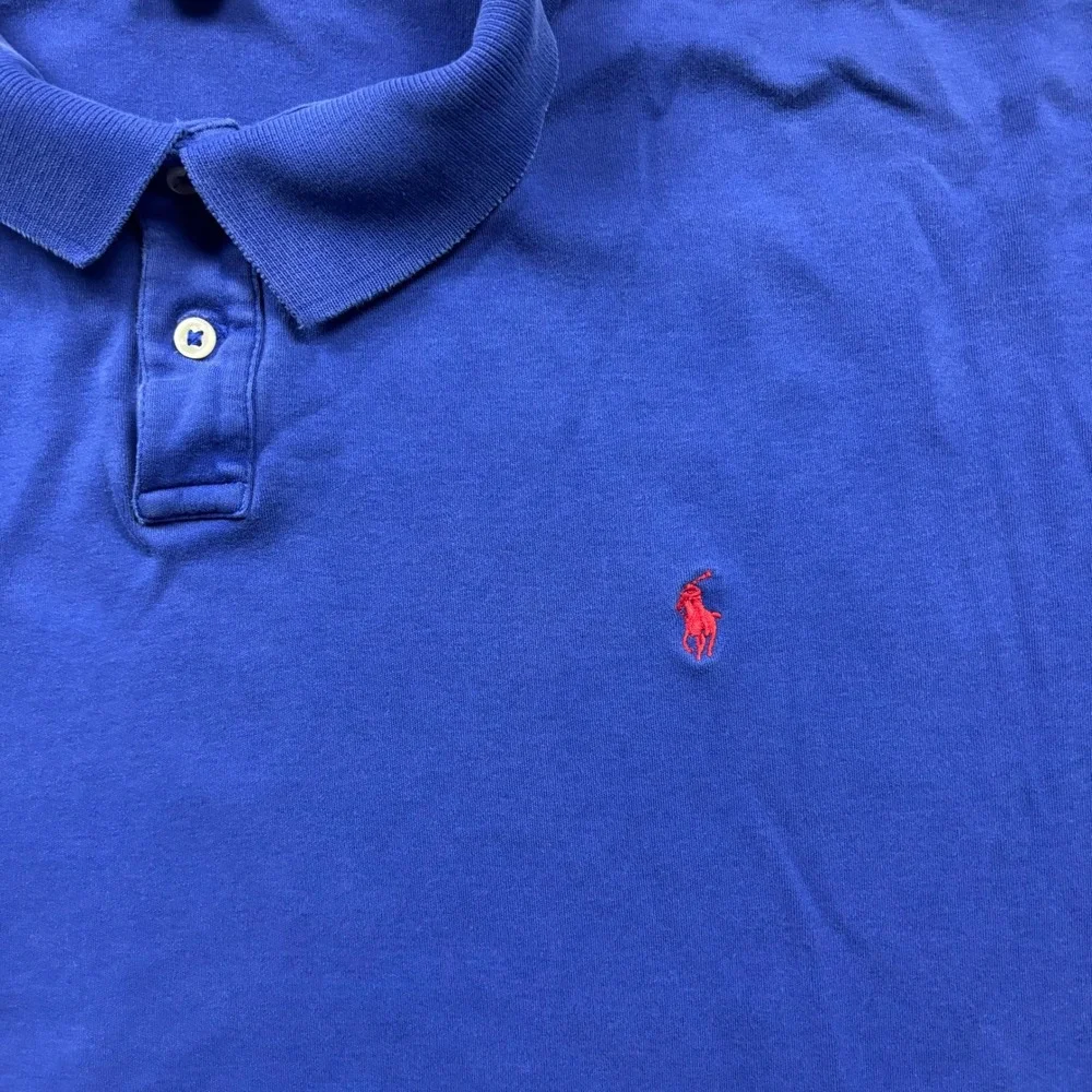 Vintage 1990s Polo Ralph Lauren Short Sleeve Blue Polo Shirt Size XL